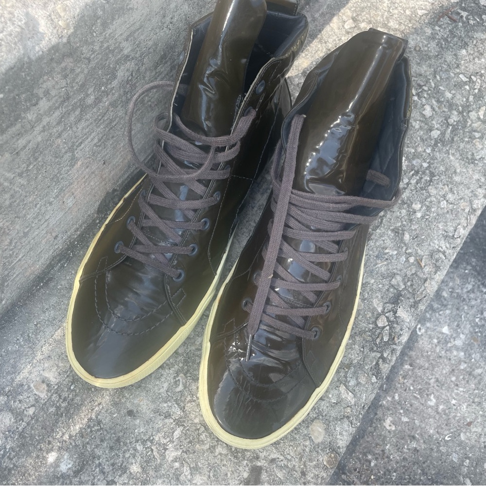 Yves Saint Laurent Glossy Olive Sneakers - Picture 3 of 4